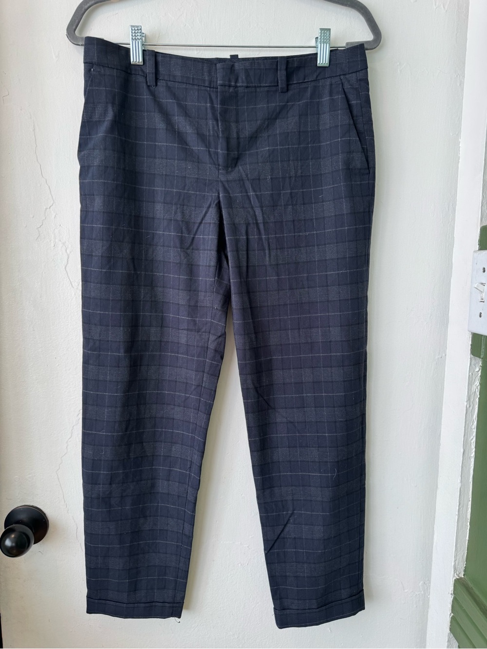 Zara Dark Gray Windowpane Cropped Dress Pants